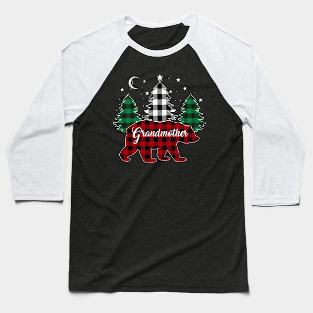 Grandmother Bear Buffalo Red Plaid Matching Family Christmas Baseball T-Shirt by Marang